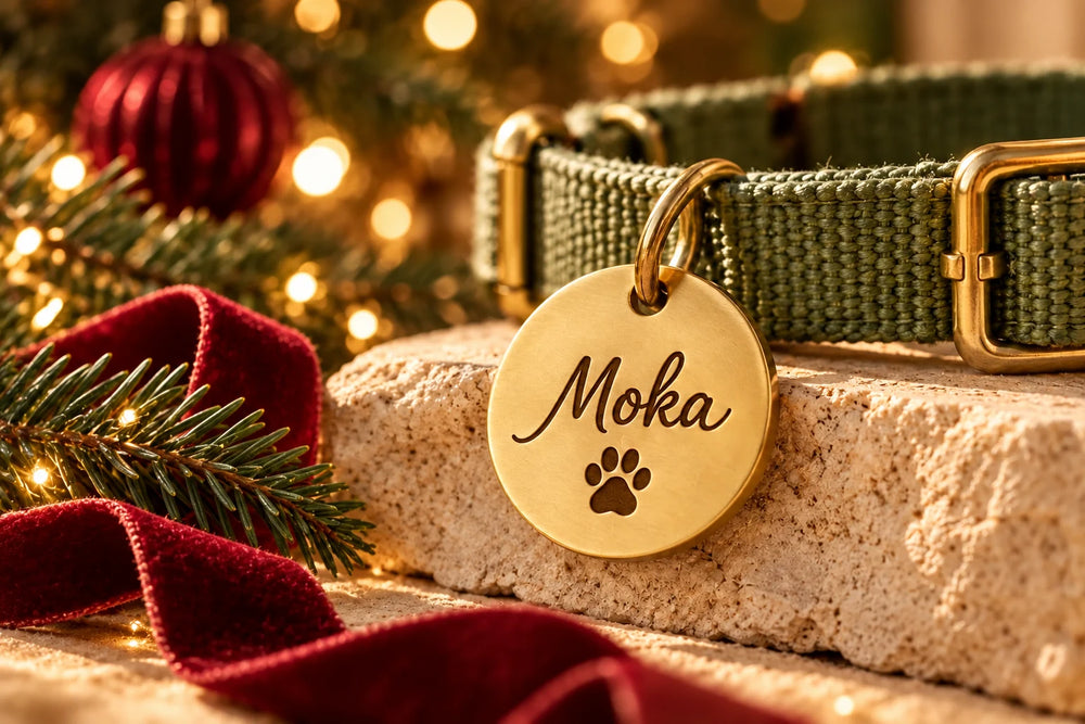 Médailles personnalisées dans un décor de Noël — exemple illustratif